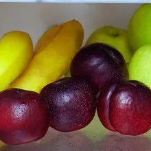 Plums at Evans and Clark greengrocer Rogerstone