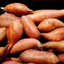 Sweet potatoes at Evans and Clark greengrocer Rogerstone